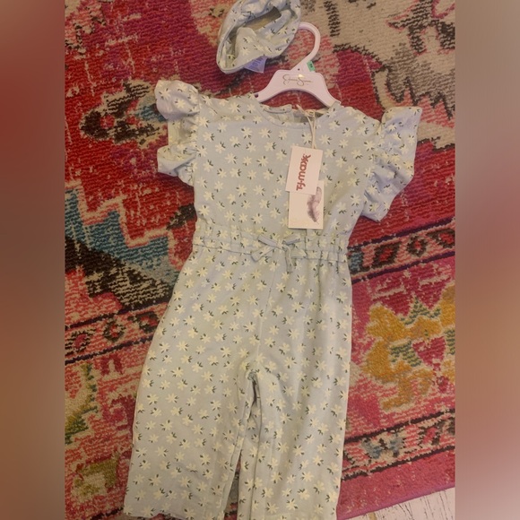 Jessica Simpson Other - Floral Baby Jumpsuit with Headband